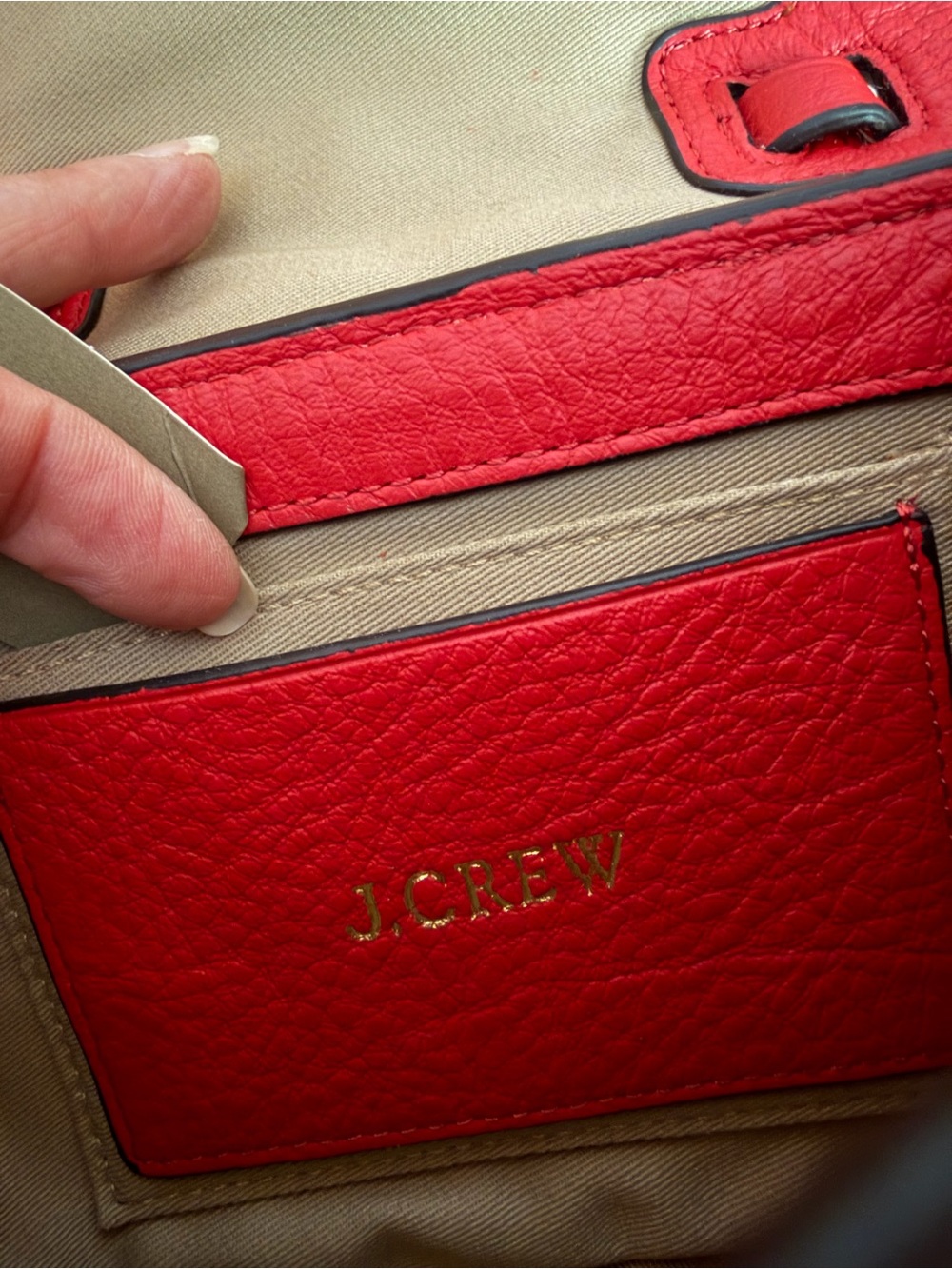 J Crew Red Leather Crossbody Bag with Brass Buckle - Picture 7 of 11